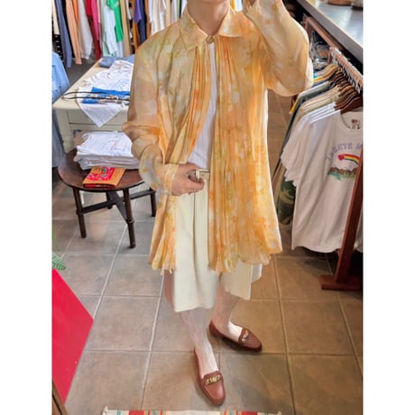 made in Italy orange sheer blouse