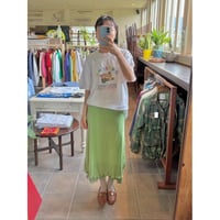 made in Italy silk100% green frill skirt