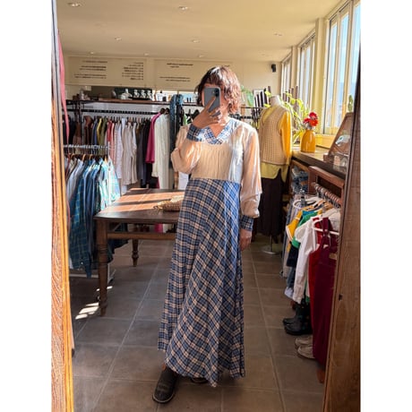 cotton blue plaid dress