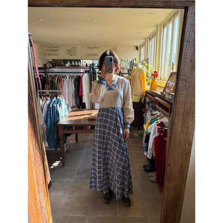 cotton blue plaid dress