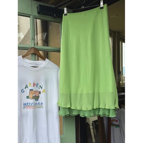 made in Italy silk100% green frill skirt