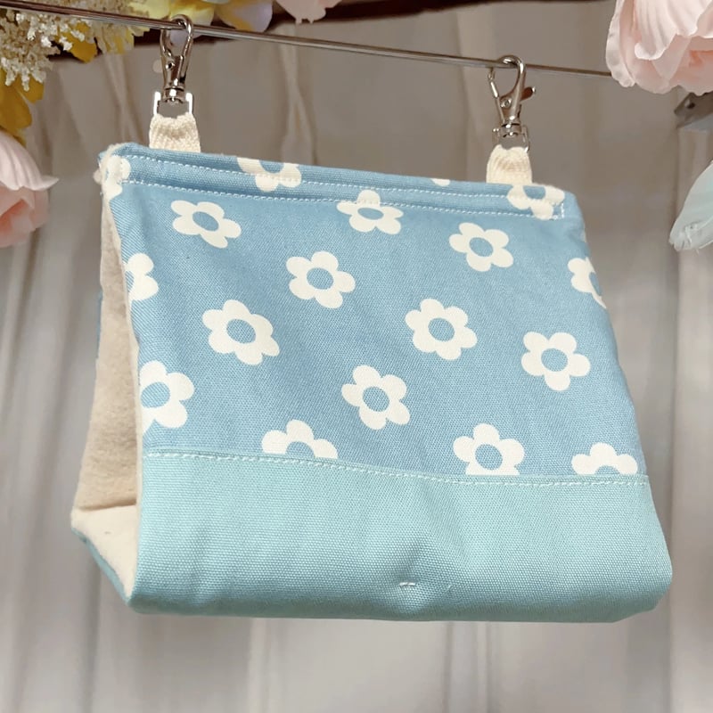 バードテント　花様 Mサイズ】バードテント：水色×お花 | インコのハーブ専門＊ぽてとり