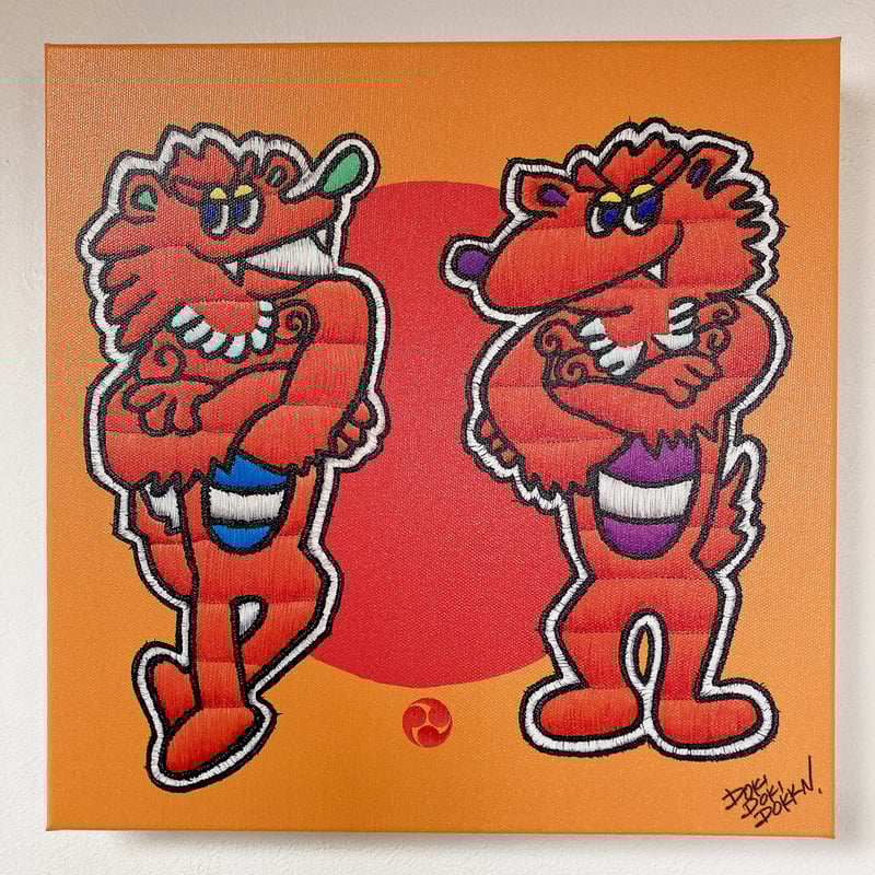 恵那神社の不思議な狛犬【12inch / canvas / 複製原画】 | DOKIDOKID