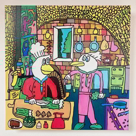 どこかの世界 おいしいレストランの厨房 仕込みが肝心【12inch / canvas / 複製原画】