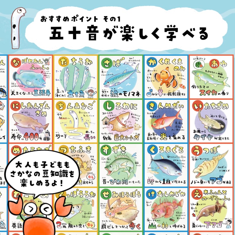 🐠お風呂が水族館に🐟 あいうえおさかなお風呂ポスター🛀 | さかなのお