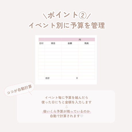 自動でらくらく⌇ずっと使える特別費管理シート