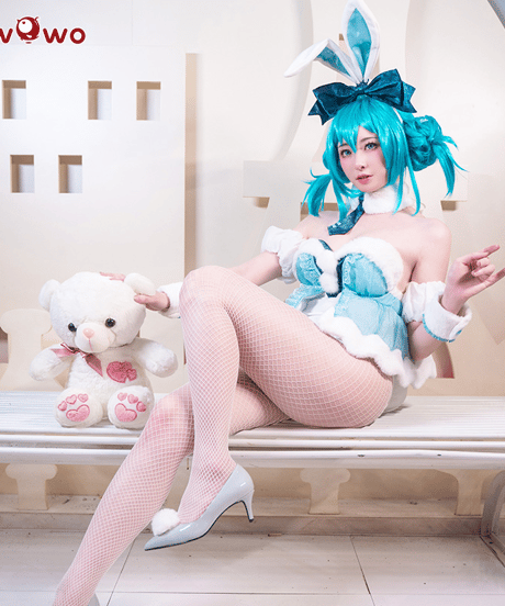 VOCALOID 初音ミク 白バニー コスプレ 衣装 UWOWO