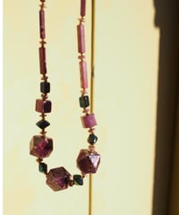 pink purple shapes blocks necklace