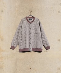 brown white pattern cardigan