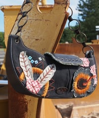 Embroidered Patchwork Half-Moon Bag