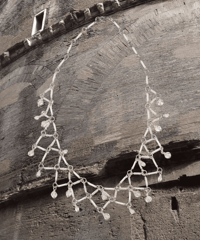white pink beads round necklace