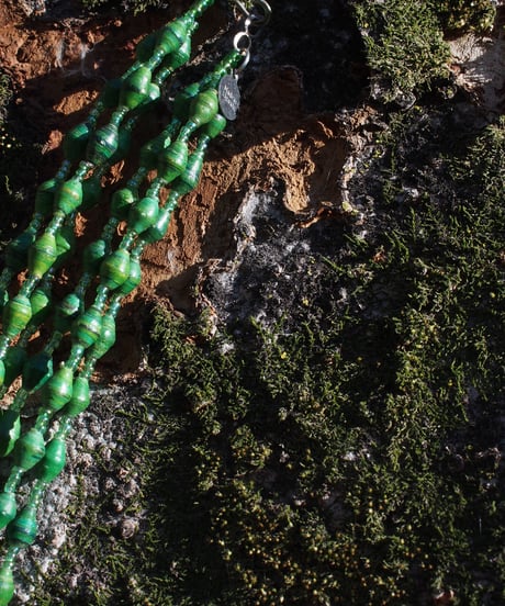 green beads 3 lines necklace from uganda