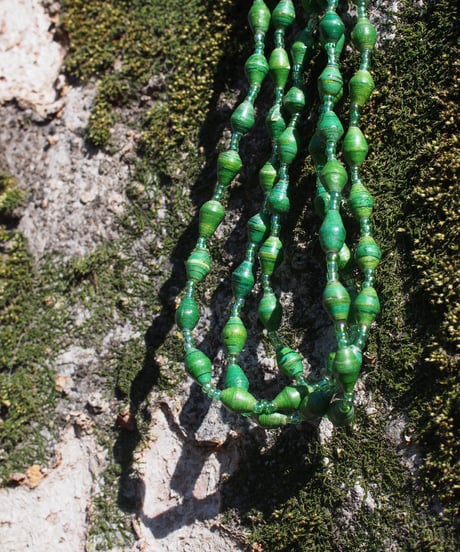 green beads 3 lines necklace from uganda
