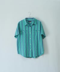 light green blue check shirt