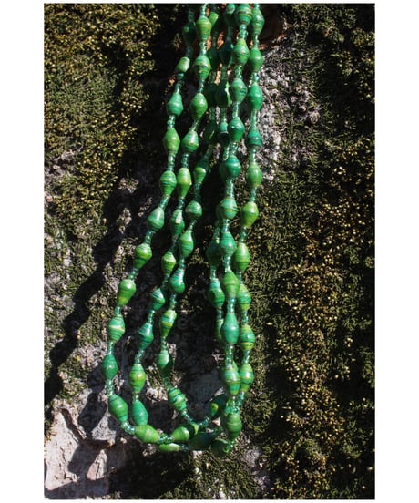 green beads 3 lines necklace from uganda