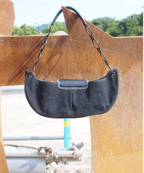 Embroidered Patchwork Half-Moon Bag