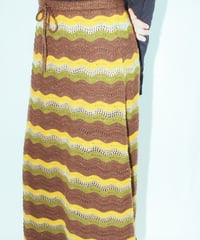 brown yellow knit skirt