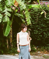 neck tie loop beige tops