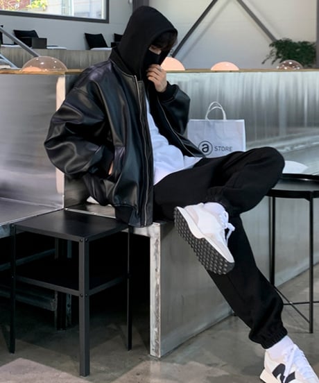 FAUX LEATHER HOODED BLOUSON