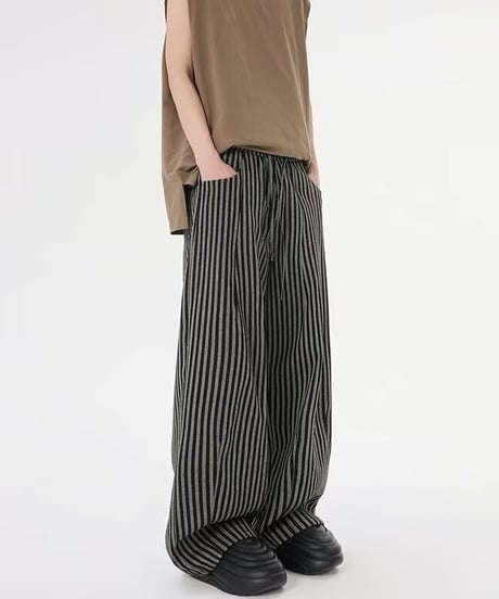 WIDE DRAPE STRIPED PANTS /2color