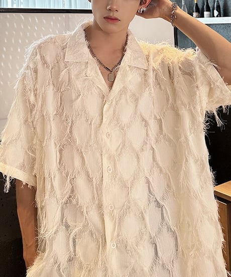 LOOSE FRINGE SHEER SHIRT /2color