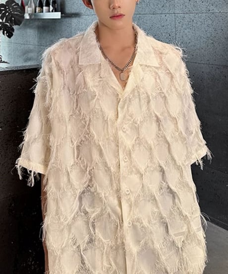 LOOSE FRINGE SHEER SHIRT /2color