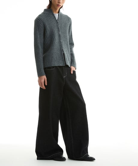 ASYMMETRIC KNIT SHORT JACKET /2color
