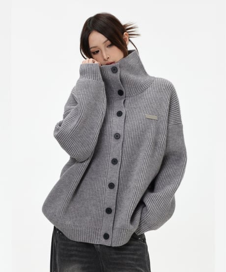 CHUNKY KNIT TURTLE CARDIGAN /3color