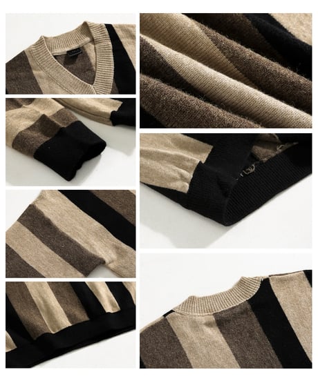 CONTRAST V-NECK KNIT