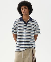 TEXTURESTRIPE KNIT POLO /2color