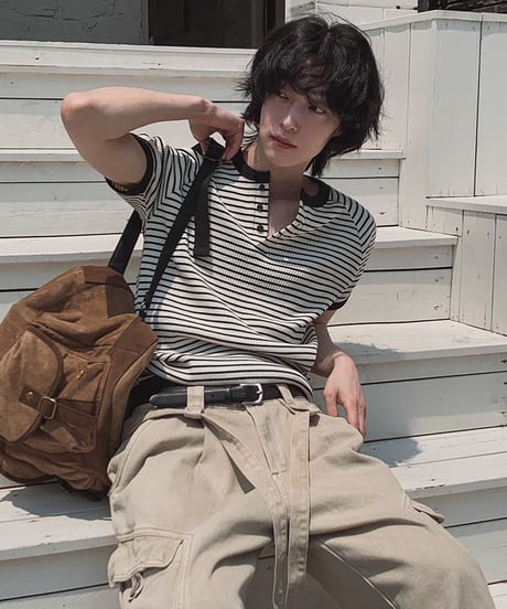 CLASSICBORDER HENLEY TEE /2color