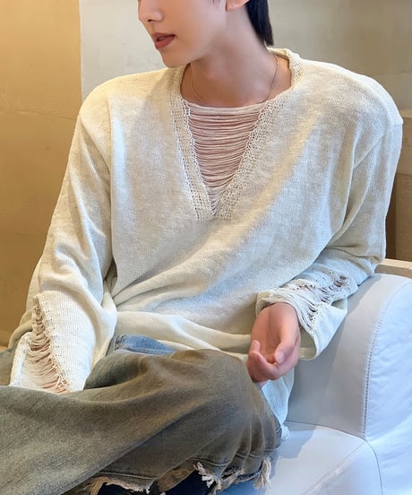 SLIT SLASH SUMMER KNIT /2color