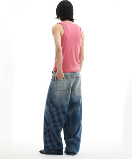 【即納】GRID WIDE DENIM PANTS