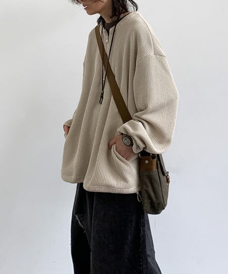 ROUND NECK HALF ZIP KNIT /3color