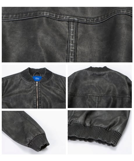VINTAGE FAUX LEATHER JACKET  /2color