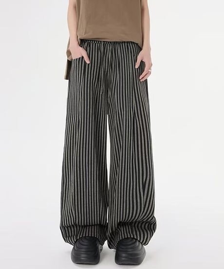 WIDE DRAPE STRIPED PANTS /2color