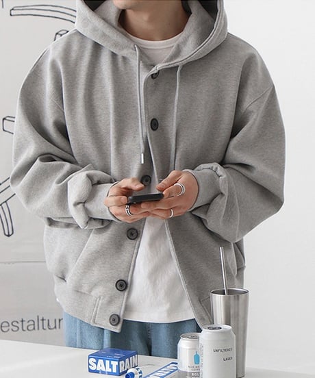 BUTTON LOOSE HOODED JACKET