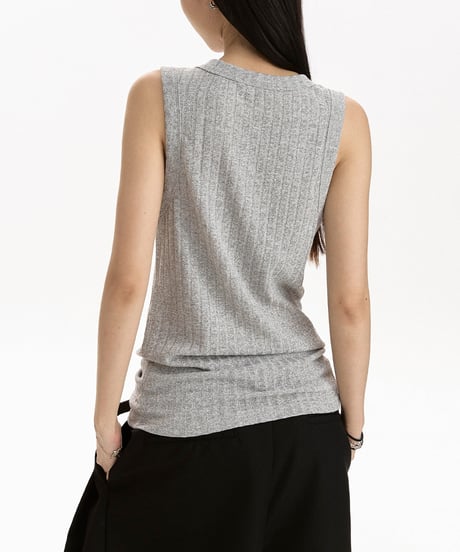 LUXRIB HENLEY SLEEVELESS /3color