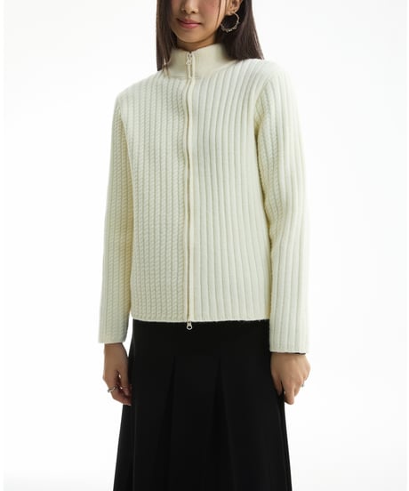 ASYMMETRIC KNIT SHORT JACKET /2color