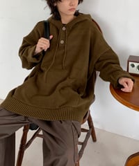 LOOSE KNIT RIBBED HOODIE  /3color