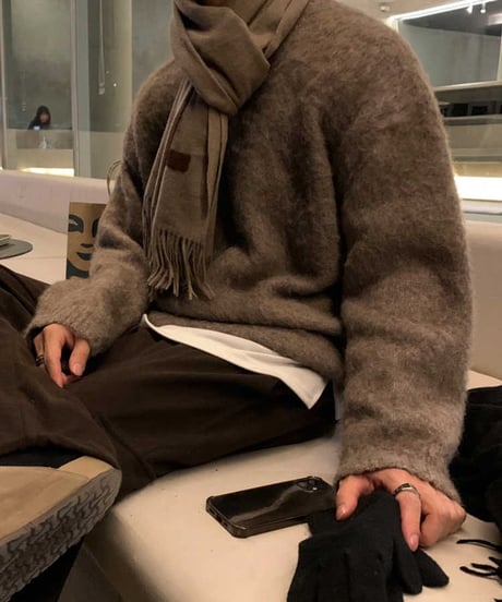 MOHAIR-LIKE KNIT PULLOVER
