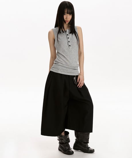 LUXRIB HENLEY SLEEVELESS /3color