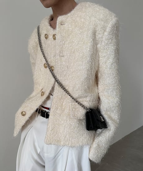 W-BREASTED SHAGGY JACKET /2color