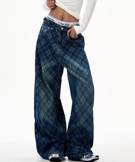 PLAIDCORE WIDE DENIM