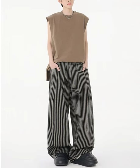 WIDE DRAPE STRIPED PANTS /2color