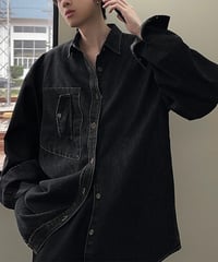 LOOSE RETRO BLACK DENIM SHIRT