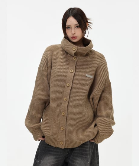 CHUNKY KNIT TURTLE CARDIGAN /3color