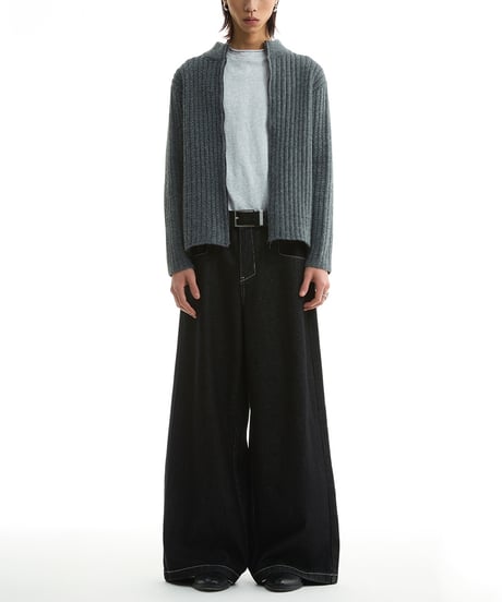 ASYMMETRIC KNIT SHORT JACKET /2color