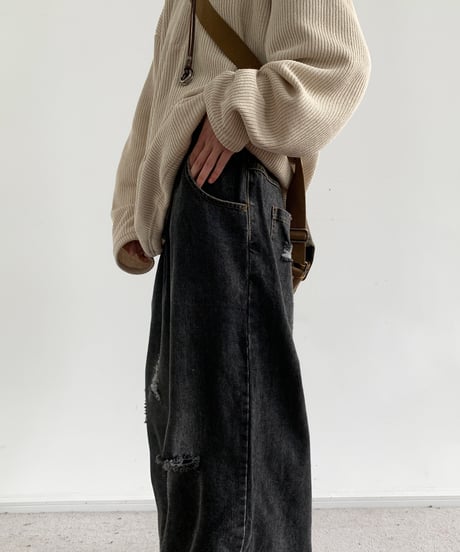WIDE DAMAGE JEANS /2color