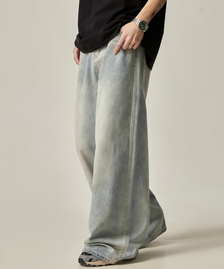 RETRO DRAPE WIDE JEANS